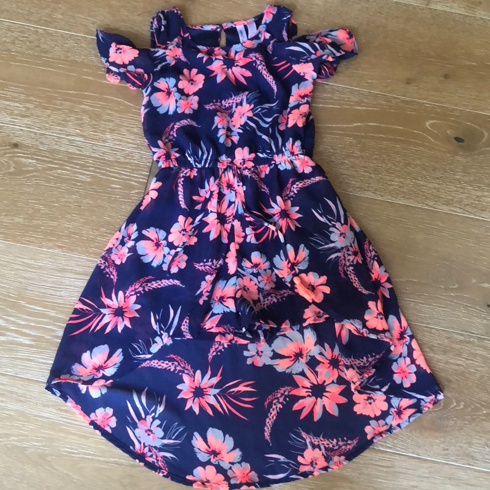 Japana Kids Blue & Pink Floral Romper Skirt Sz 8